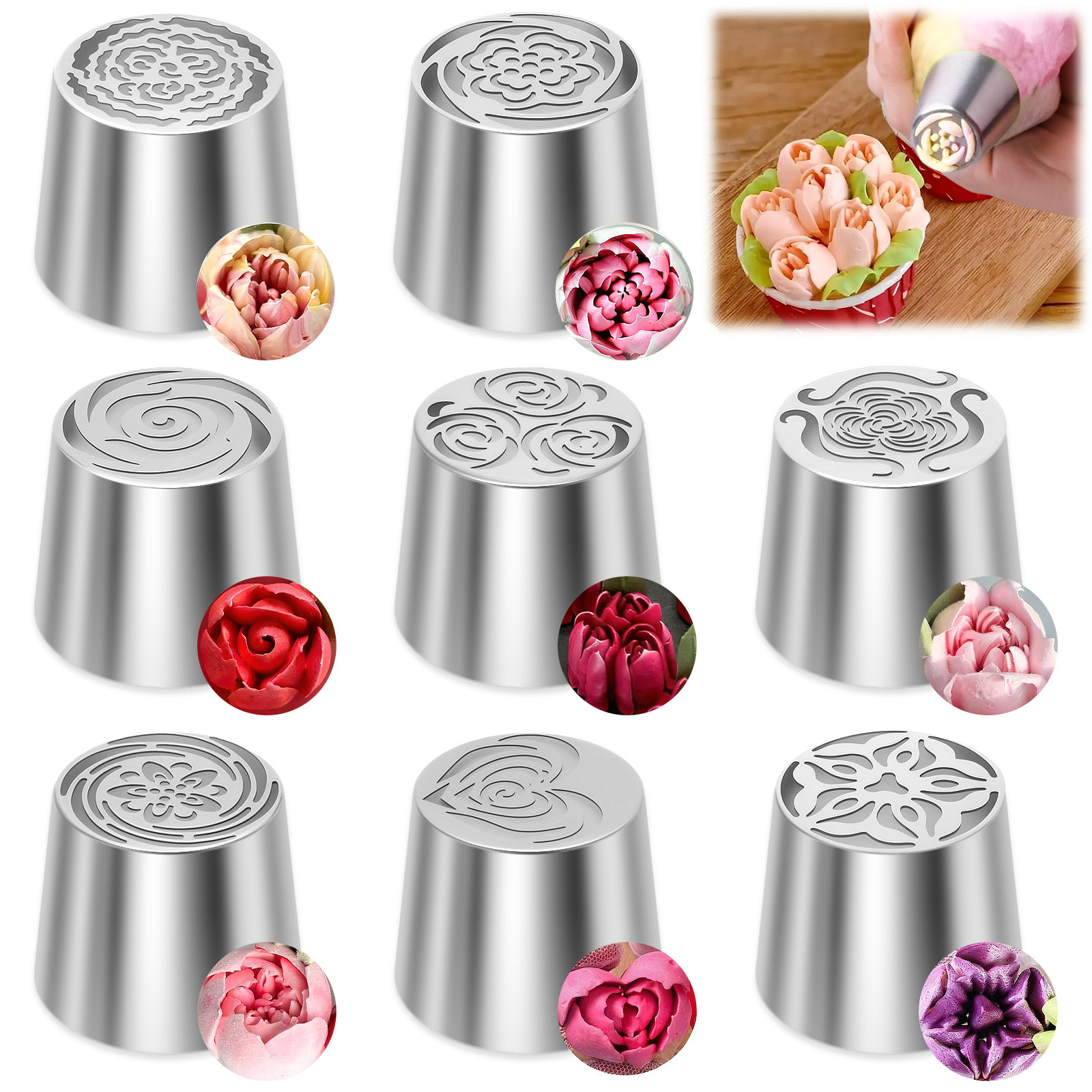 Decorating Tip Set - 6Pcs Tip Piping Bunga Rusia Ukuran