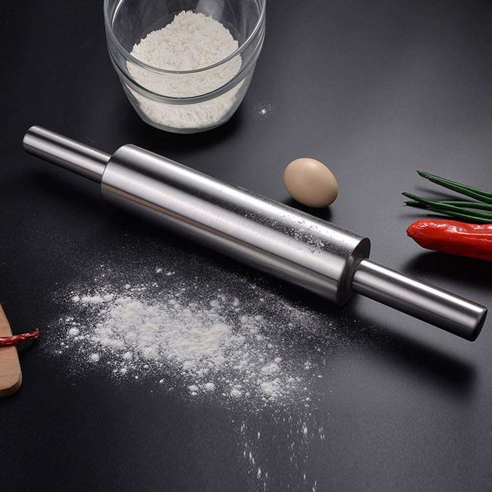 Kitchen Roller Baking - Penggilas Adonan Stainless Steel dengan Pegangan