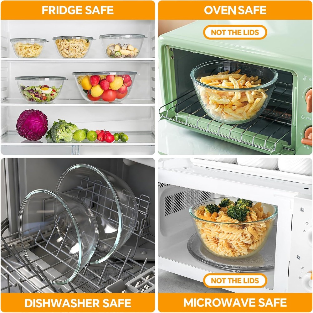 Mangkuk Pencampur Kaca Dengan  - Kitchen Glass Baking Set ulasan dan harga