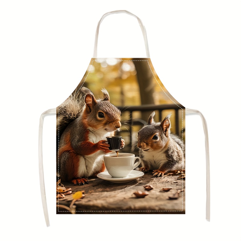 Celemek Linen Motif Tupai dan  - Kitchen Baking Gift Ideas ulasan dan harga