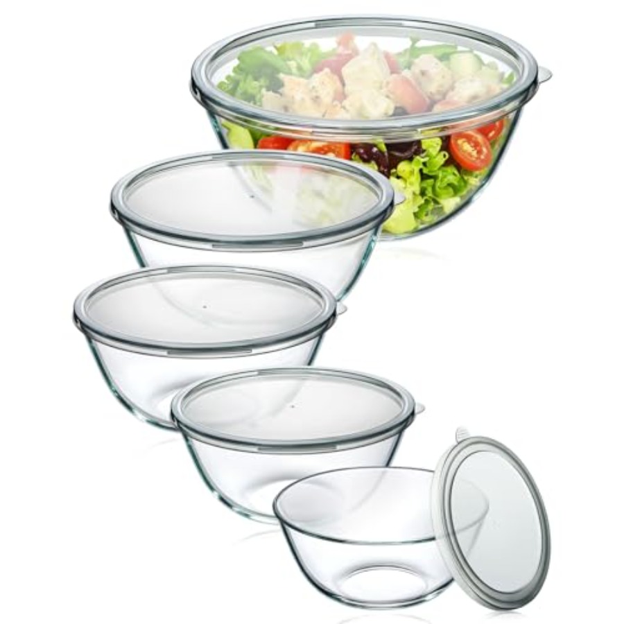 Set Mangkuk Kaca dengan Tutup, - Kitchen Glass Baking Set ulasan dan harga