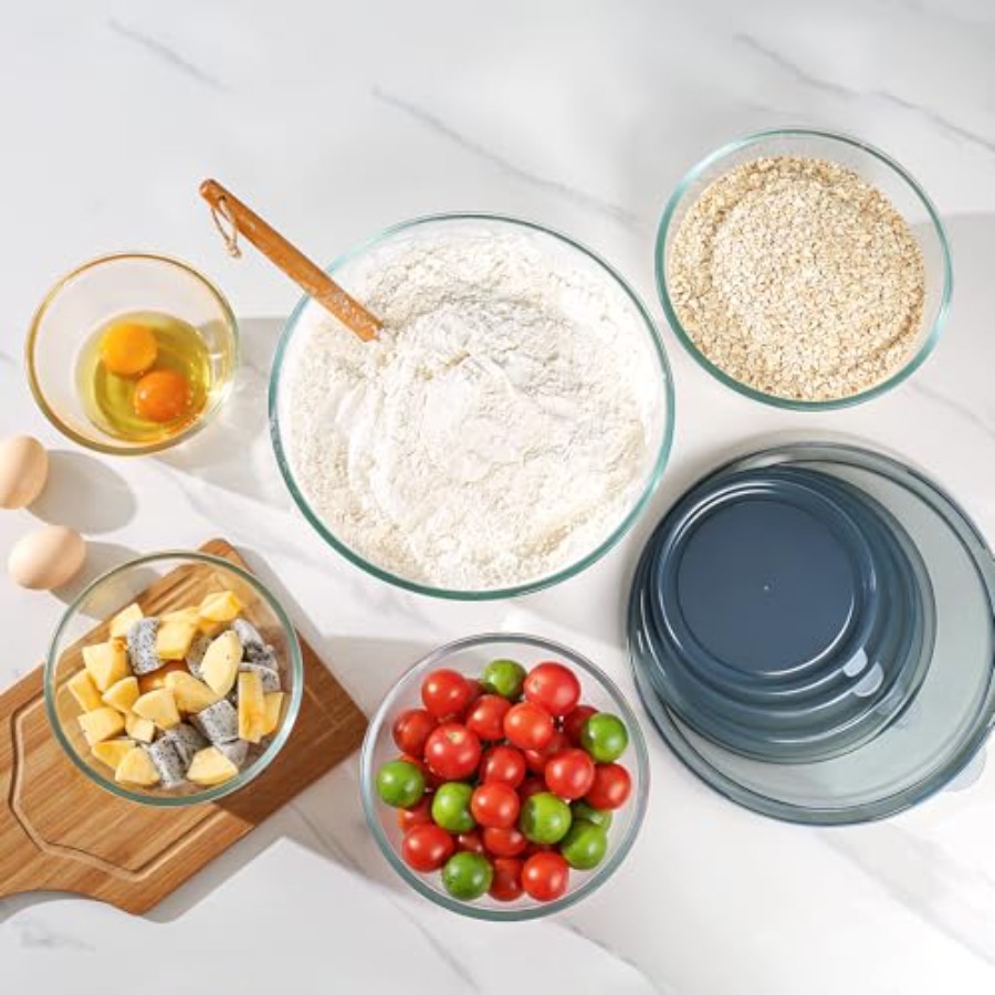 Set Mangkuk Kaca dengan Tutup, - Kitchen Glass Baking Set ulasan dan harga