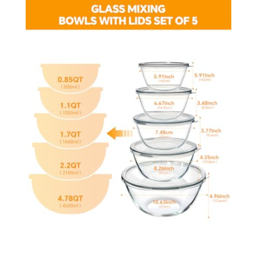 Set Mangkuk Kaca dengan Tutup, - Kitchen Glass Baking Set ulasan dan harga