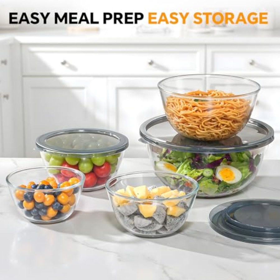Set Mangkuk Kaca dengan Tutup, - Kitchen Glass Baking Set ulasan dan harga
